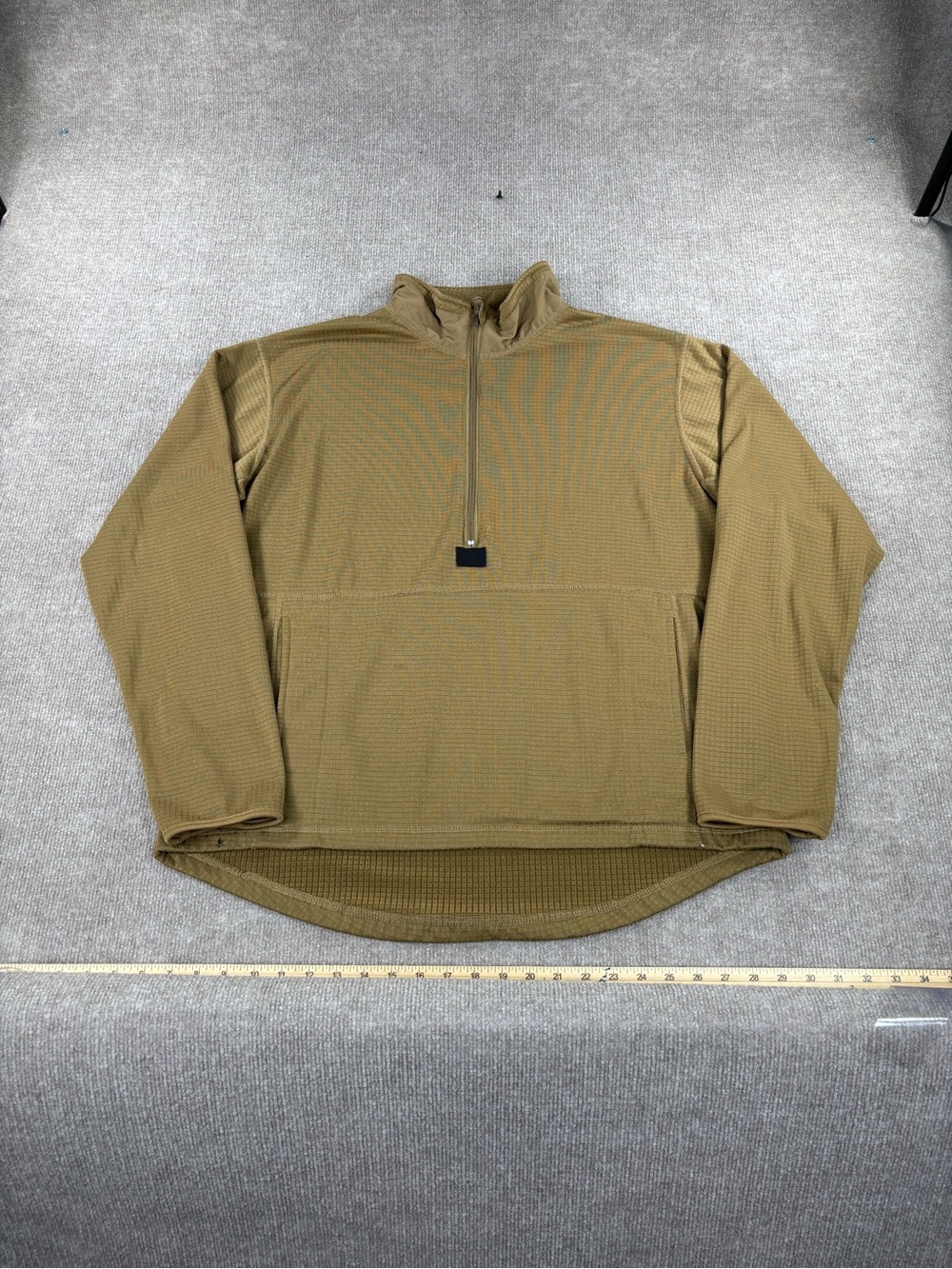 USMC Polartec Grid Fleece Waffle Pullover Mens Large Coyote Brown